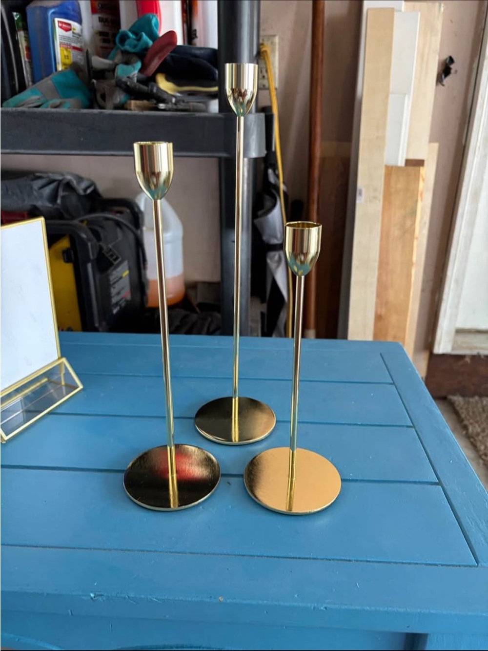 Gold Metal Taper Candle Holders - Set of 3